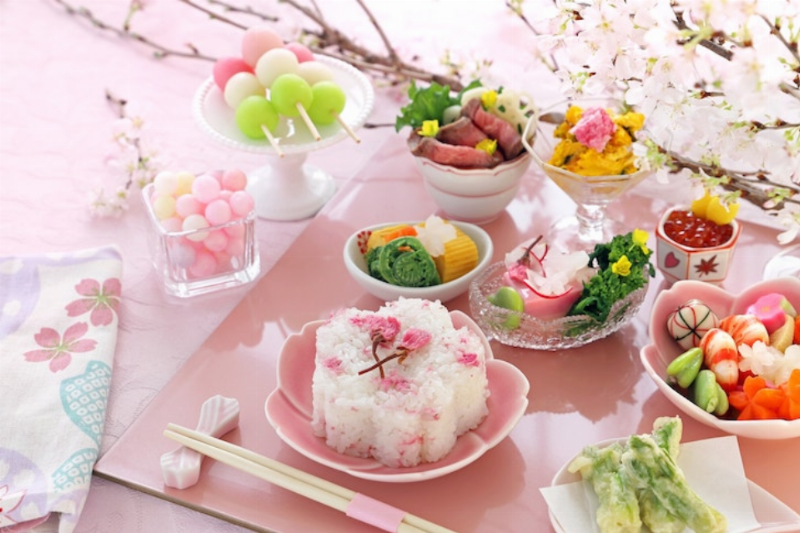 Cánh hoa anh đào Nhật Bản đẹp mong manh sắc hồng trắng trong vườn